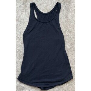 Lululemon Tank Top Womens 4 Long Length Black Racerback Running Preppy Stretch